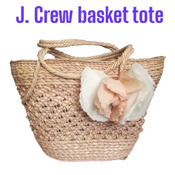 J. Crew Handbags - J. Crew Large Woven Basket Tote Bag Purse Approx. 6”D x18”L ~6.75-7.25” drop